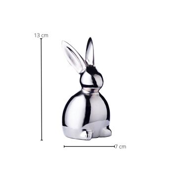 Figurine décorative lapin Louis (hauteur 13 cm) en aluminium nickelé 2