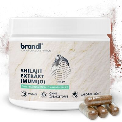 brandl® Shilajit gélules | Extrait de 500 mg avec 50 % d'acide fulvique et 10 % d'acide humique | Mumijo Shilajit Original 120 gélules