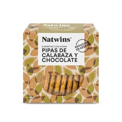 NATWINS Bars with Oats, Pumpkin Seeds and Chocolate (cookies without added sugar, high fiber content)