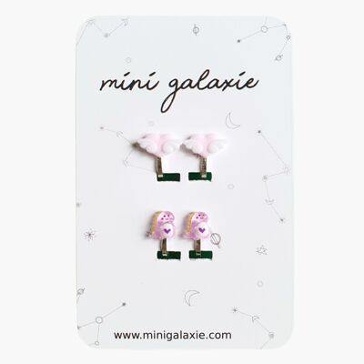 Fancy clip-on earrings for children - hearts and dinosaurs (random colors)