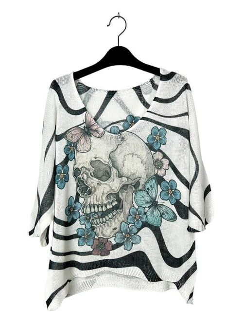 P 21012-02 3/4 sleeve patterned t-shirt