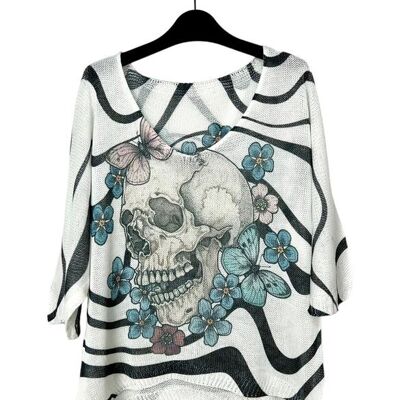 P 21012-02 3/4 sleeve patterned t-shirt