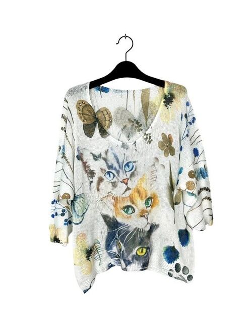 P 21012-12 3/4 sleeve patterned t-shirt