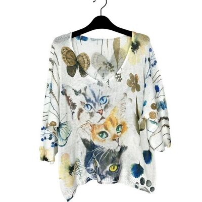P 21012-12 3/4 sleeve patterned t-shirt