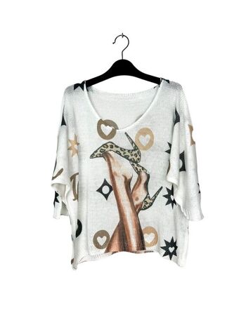 P 21012-21 3/4 sleeve patterned t-shirt 1