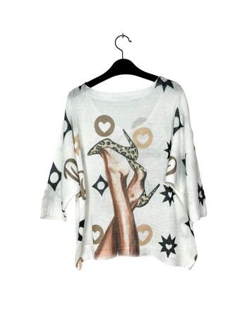 P 21012-21 3/4 sleeve patterned t-shirt 2