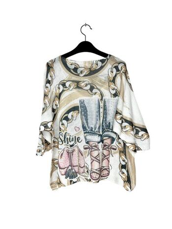 P 21012-22 3/4 sleeve patterned t-shirt 2