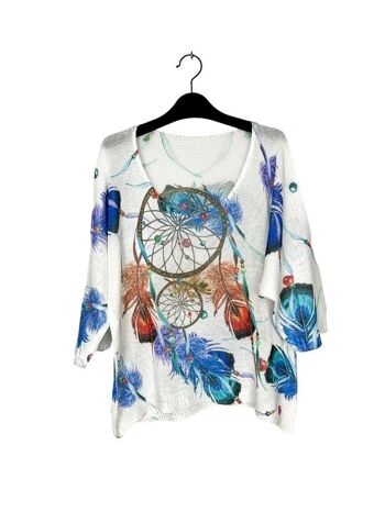 P 21012-26 3/4 sleeve patterned t-shirt 1