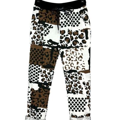 P 2929-01 printed pants with lace