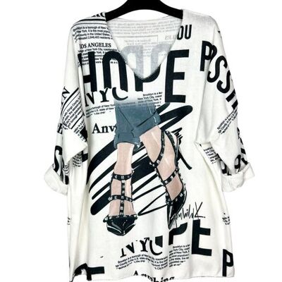 P 81261-17 Thin printed V-neck sweater