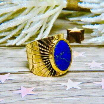 Bague "RACHEL" adaptable avec Lapis lazuli 5