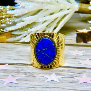 Bague "RACHEL" adaptable avec Lapis lazuli 6