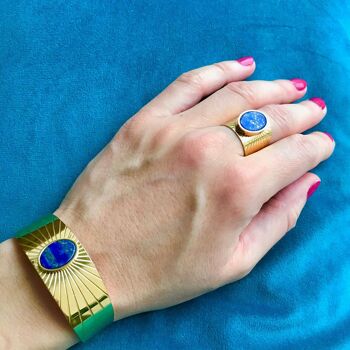 Bague "RACHEL" adaptable avec Lapis lazuli 8