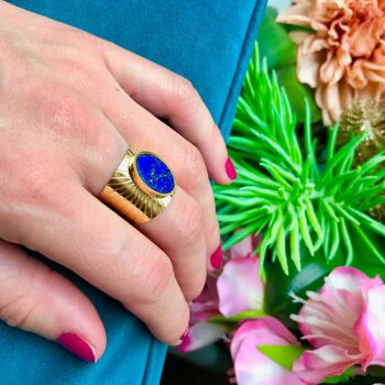 Bague "RACHEL" adaptable avec Lapis lazuli 10