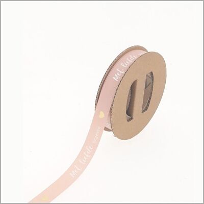 Satinband – mit Liebe geschenkt – rosa – 15 mm x 25 Meter