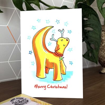 Tarjeta de felicitación de Navidad con renos de Liverpool Superlambanana