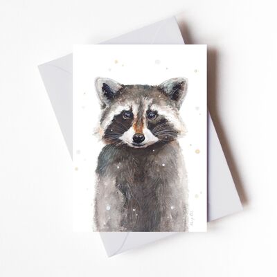 Retrato de mapache - Tarjeta de felicitación