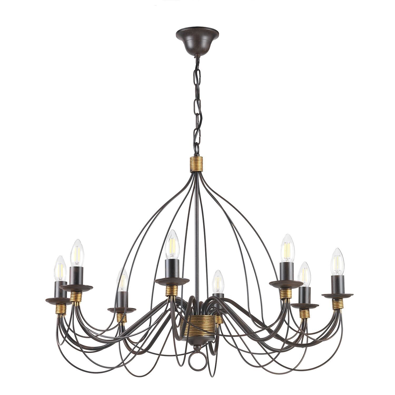 Lampadario 8 luci Fiamma Marrone