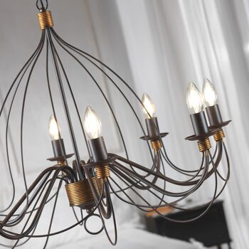 Lustre flamme marron à 8 lumières 5