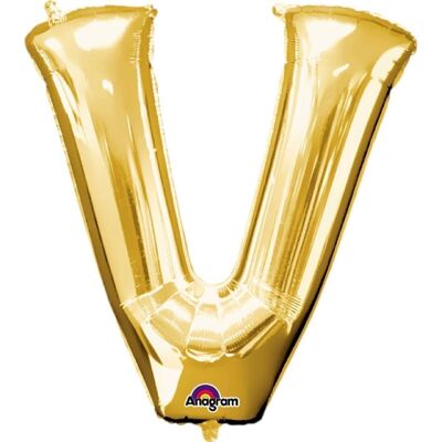 Gold Letter “V” Balloon