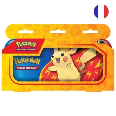 Packen Sie 2 Pokémon-Booster und ein französisches Federmäppchen ein