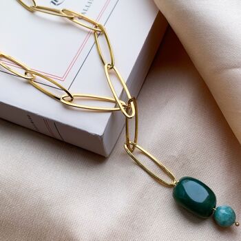 Collier Orsay agate verte (CCHPA9) 1