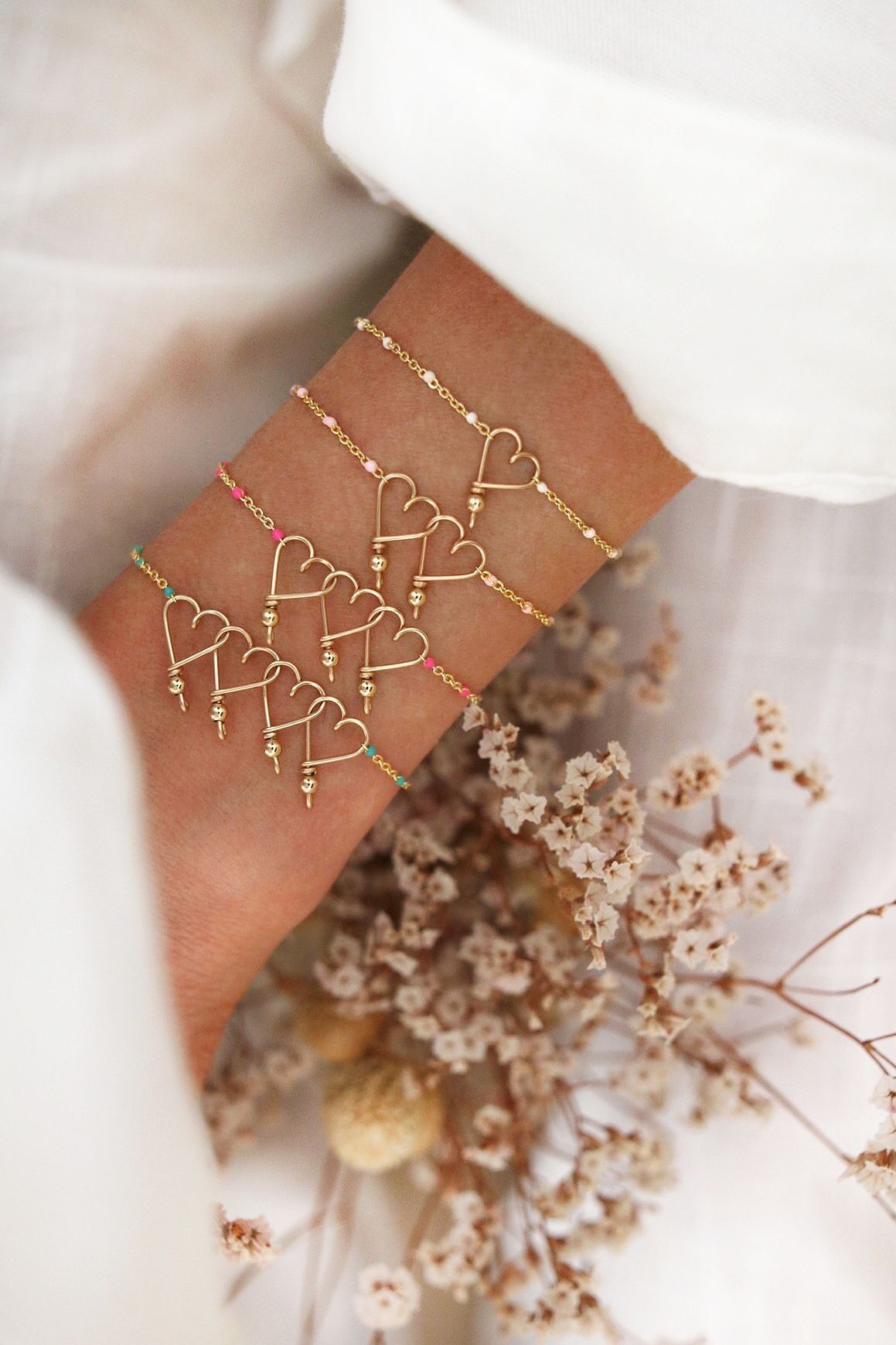 Bracciale famiglia rosario colori 4 cuori