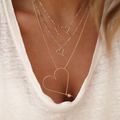 Family rosary colors necklace 1 heart