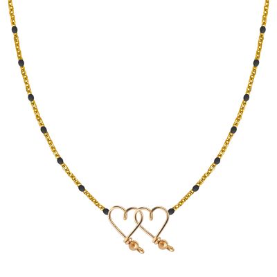 Familien-Rosenkranz-Halskette mit 2 Herzen