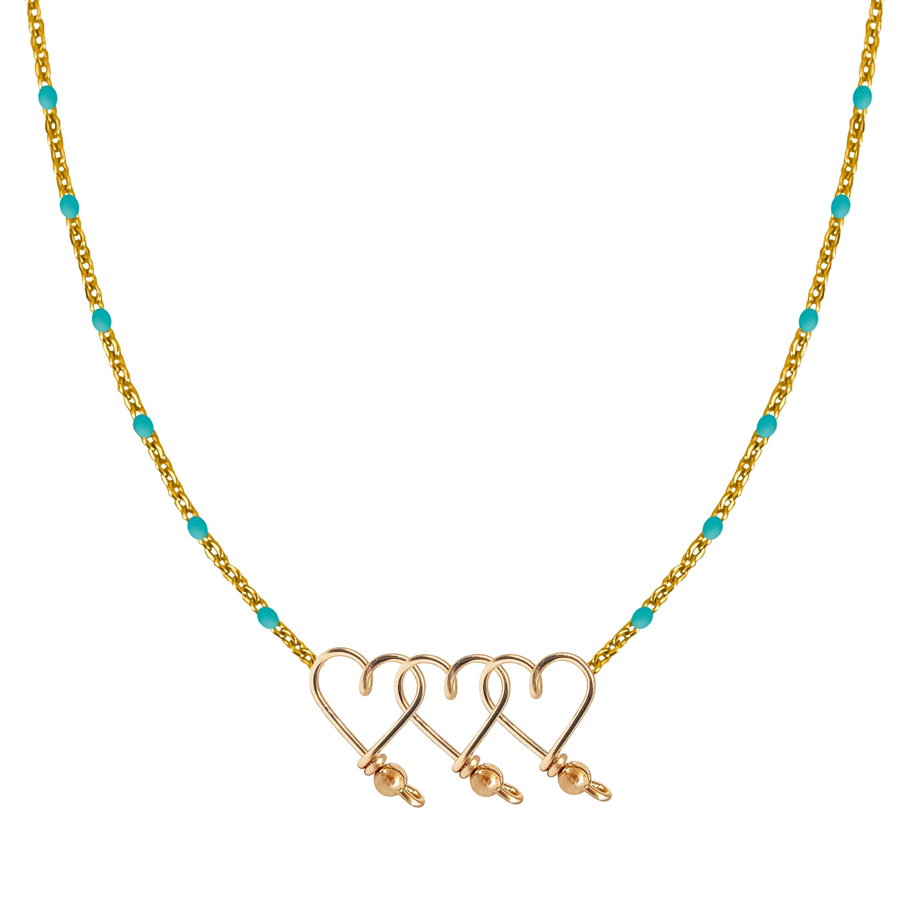 Family Rosary Colors 3 Hearts Necklace