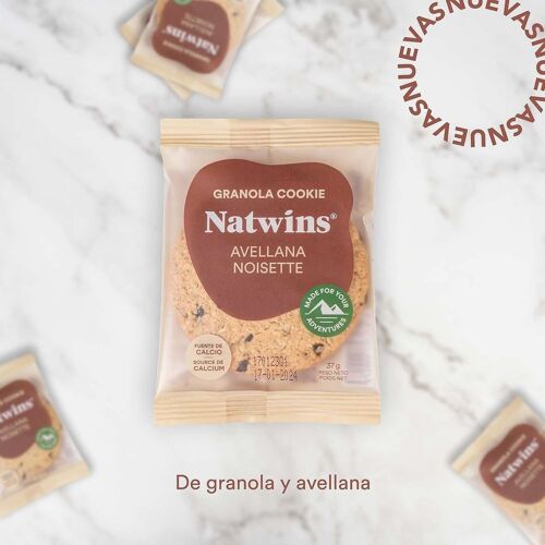 NATWINS Cookie Granola Avellana 40 g (Fuente de  calcio, Fuente de fibra)