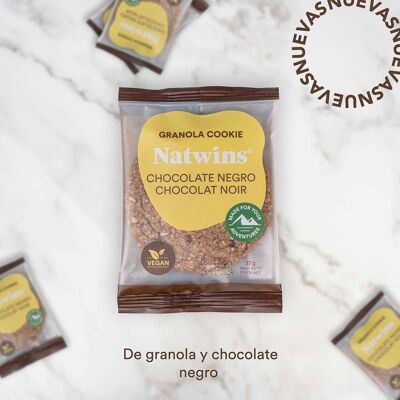 NATWINS Cookie Granola Chocolat Noir 40 g. ( Vegan. Teneur élevée en fibres)