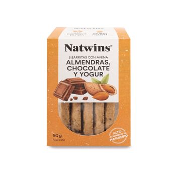 NATWINS Barres de chocolat aux amandes et au yaourt 50 g. (Haute teneur en magnésium et haute teneur en fibres) 1