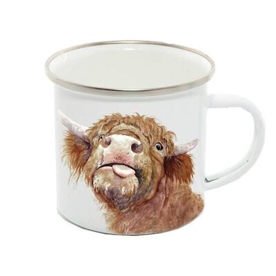 Tazza smaltata da 12 once, Mucca delle Highland, Baxter