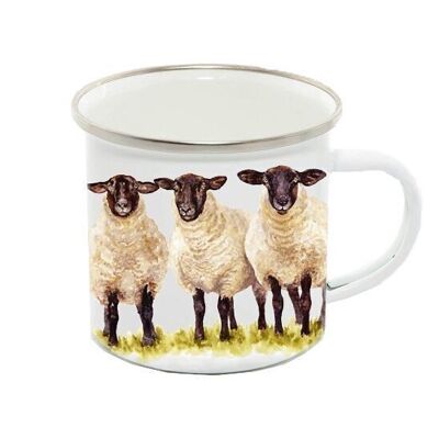 Tasse en émail 12oz, mouton à visage noir