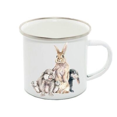 Enamel Mug 12oz, Rabbits, Bramble,Lexy & Tommy