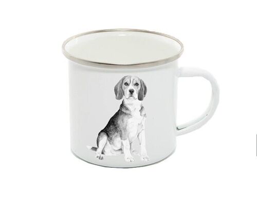Enamel Mug 12oz, Beagle, Cara, Monochrome