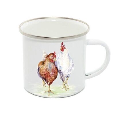 Enamel Mug 12oz, Chickens, Ethel & Mabel