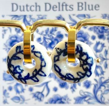 Boucles d'oreilles Delft bue céramique rondelle 2