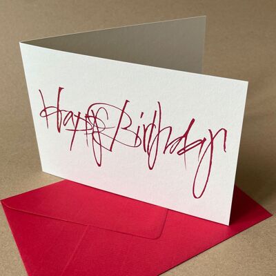 Feliz cumpleaños - tarjeta de felicitación con sobre rojo