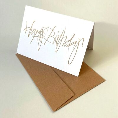 Happy Birthday - recycled greeting card with recycled envelope