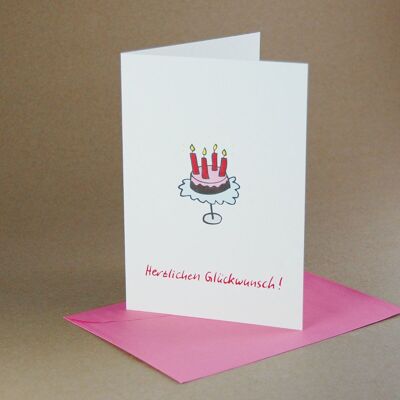 10 recycled greeting cards with envelope: cake + congratulations