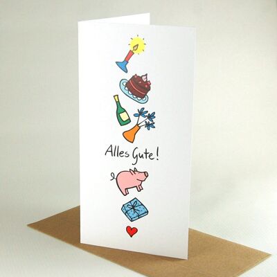 All the best! - Recycled birthday card with brown recycled envelope