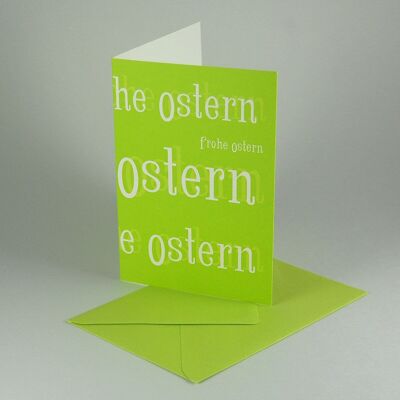 Felices Pascuas: tarjeta de Pascua reciclada de color verde claro con sobre