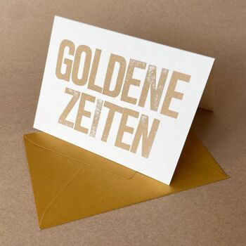 Golden times - carte recyclée avec enveloppe dorée 1