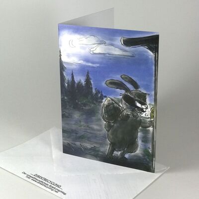 Cambriolage dans le poulailler - cartes de Pâques en dessin animé avec enveloppe de recyclage direct