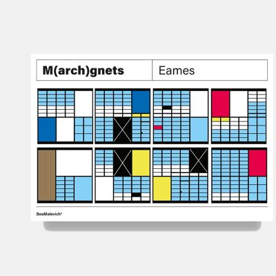 Eames House Façade Aimants pour réfrigérateur Architecture (8 pièces)