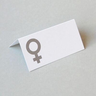 100 tarjetas de mesa plateadas para mujer (símbolo de Venus)
