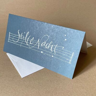 10 recycled Christmas cards with recycled envelopes: Silent Night