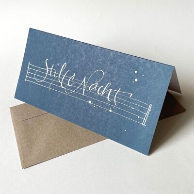 6 recycled Christmas cards with colored recycled envelopes: Silent Night